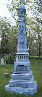 Baldwin Family Tombstone (1880), Colebrook, CT, made by the Monumental Bronze Company in white bronze