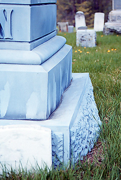 Detail of the Baldwin Family Tombstone showing bulging in the lowest element at the right