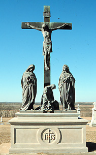 Crucifixion Group (1918), Franklin, KS, made by the Daprato Statuary Company in orbronze (copper-plated zinc)