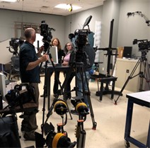 Imaging scientist and conservator filming a segment for 60 Minutes at the Museum Conservation Institute facility in Suitland, Maryland