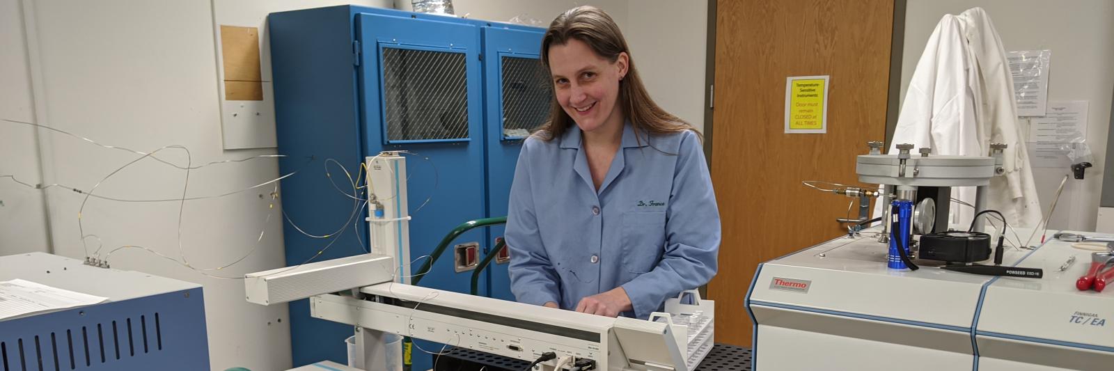 Scientist working on a gas bench