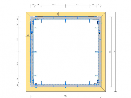 TWP2 artist-grade, elevation. Dimensions are in mm, based on a 30x30” (762x762 mm) painting sample.